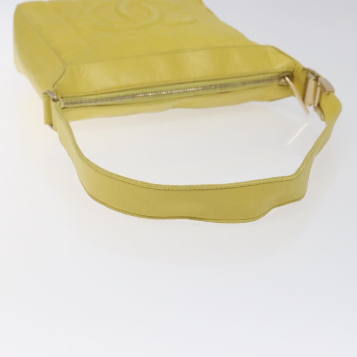 Chanel Chocolate Bar CC Shoulder Bag Quilted Leather, YELLOW, LEATHER, Shoulder bag