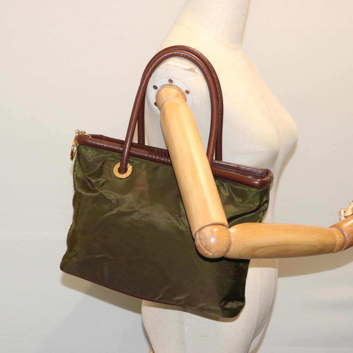 Celine Vintage Macadam Handbag Macadam, KHAKI, NYLON, Handbag