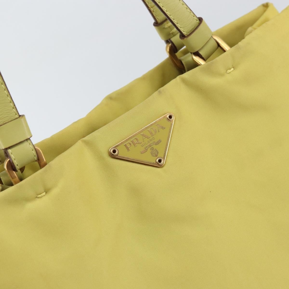 Prada Vintage Tote Nylon, Yellow, Nylon, Tote Bag
