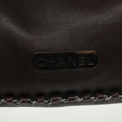 Chanel Vintage Chain Around Shoulder Bag Leather, BROWN, LEATHER, Shoulder bag
