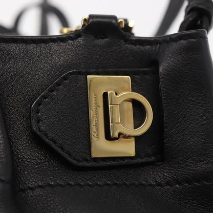 Salvatore Ferragamo W Chain Tote Leather, BLACK, LEATHER, Handbag