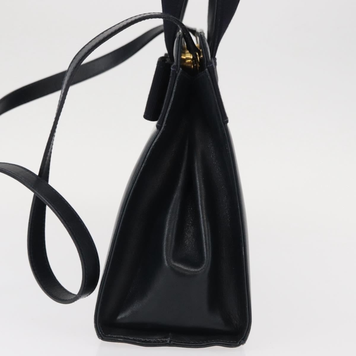 Salvatore Ferragamo Convertible Vara Bow Tote Leather, NAVY, LEATHER, Handbag