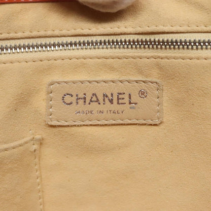 Chanel CC No.5 Shopping Tote Perforated Patent, Orange, Patent Leather, Tote Bag