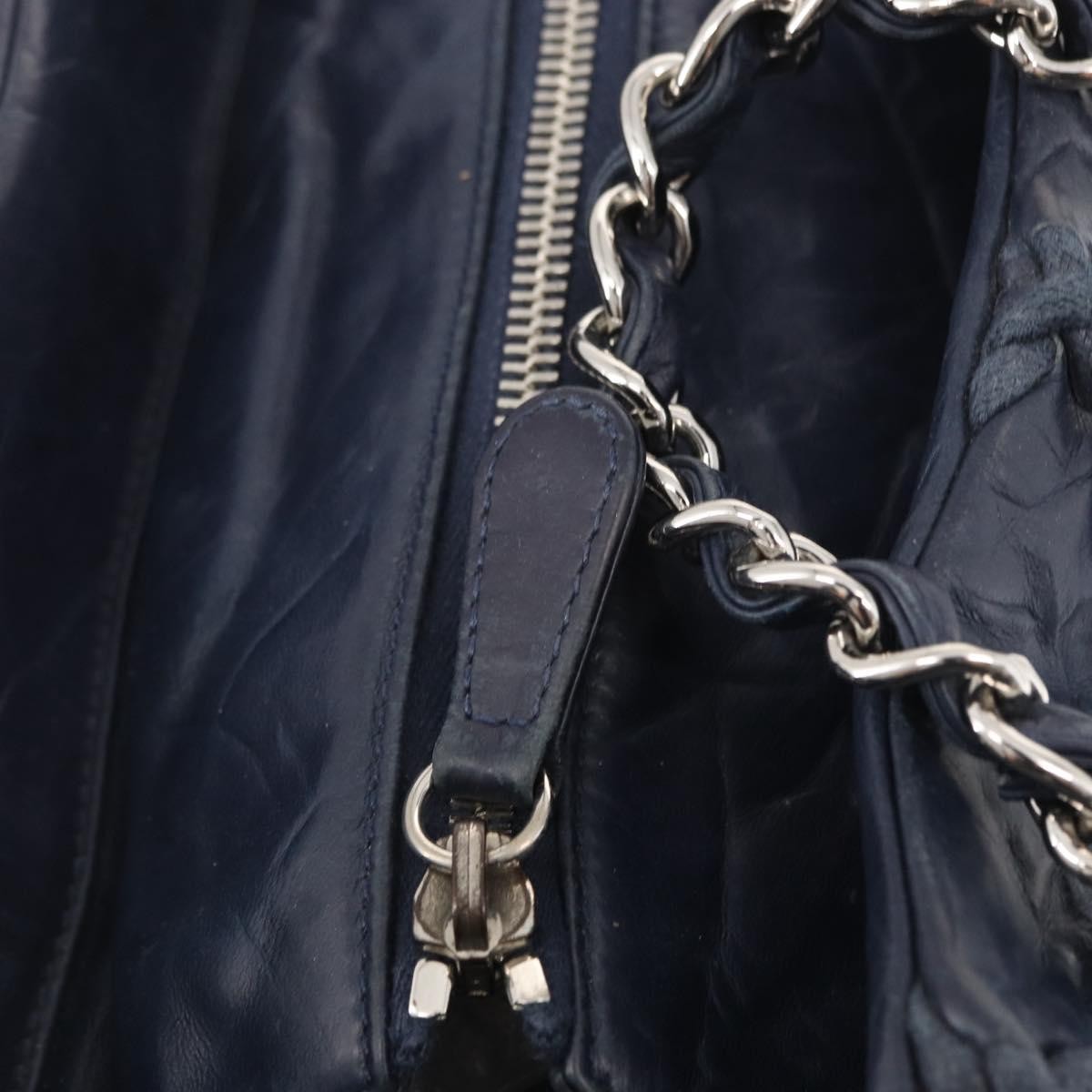 Chanel Ultra Stitch Chain Tote Quilted Calfskin, NAVY, LEATHER, Tote bag