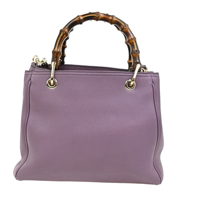Gucci Bamboo shopper bag Leather, PURPLE, LEATHER, Tote bag