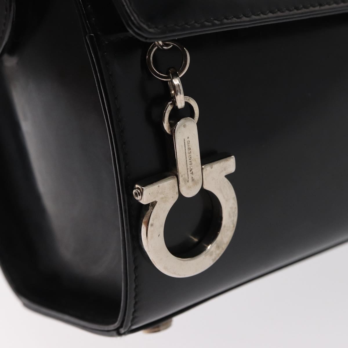 Salvatore Ferragamo Gancini Shoulder Bag Leather, BLACK, LEATHER, Shoulder bag