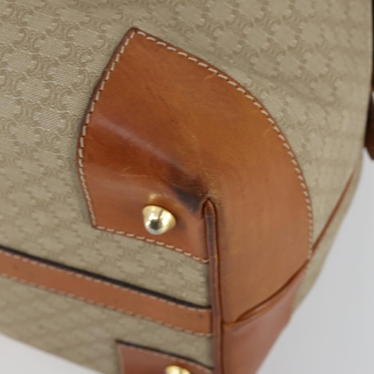 Celine Vintage Macadam Boston bag Canvas and Leather, BEIGE, CANVAS, Travel bag