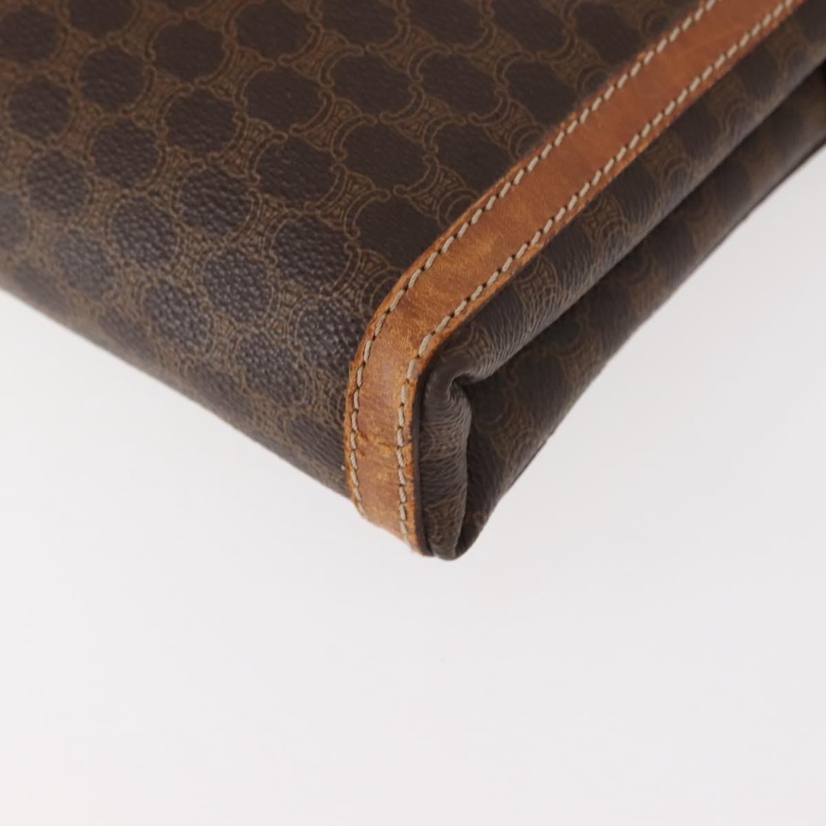 Celine Macadam Pochette Canvas and Leather, BROWN, CANVAS, Clutche & pouche