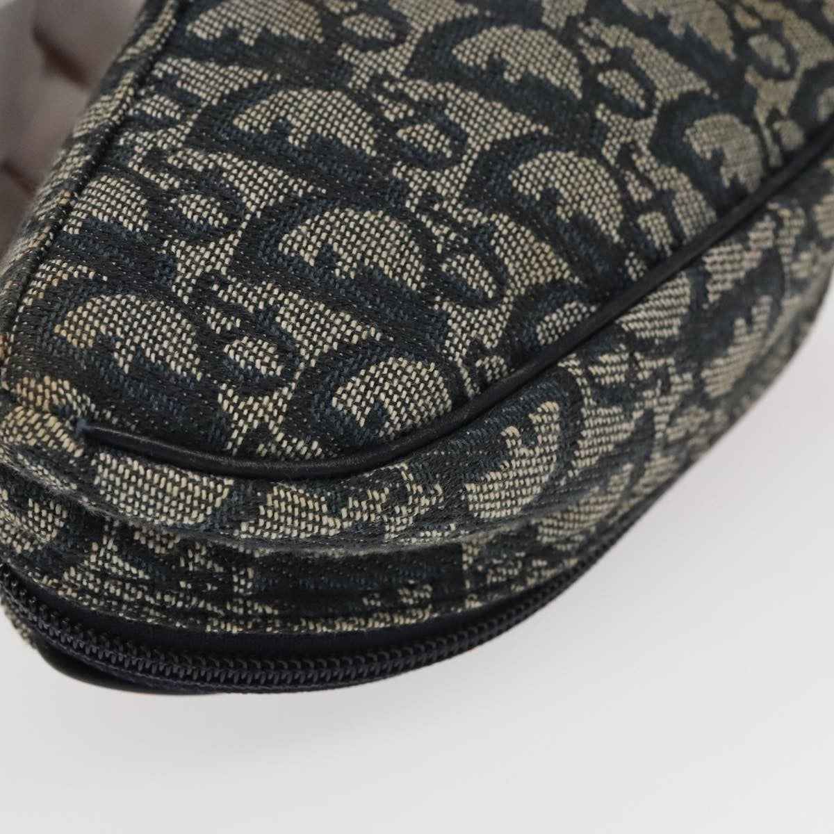 Christian Dior Vintage Saddle Coin Purse Diorissimo Canvas, NAVY, CANVAS, Wallets