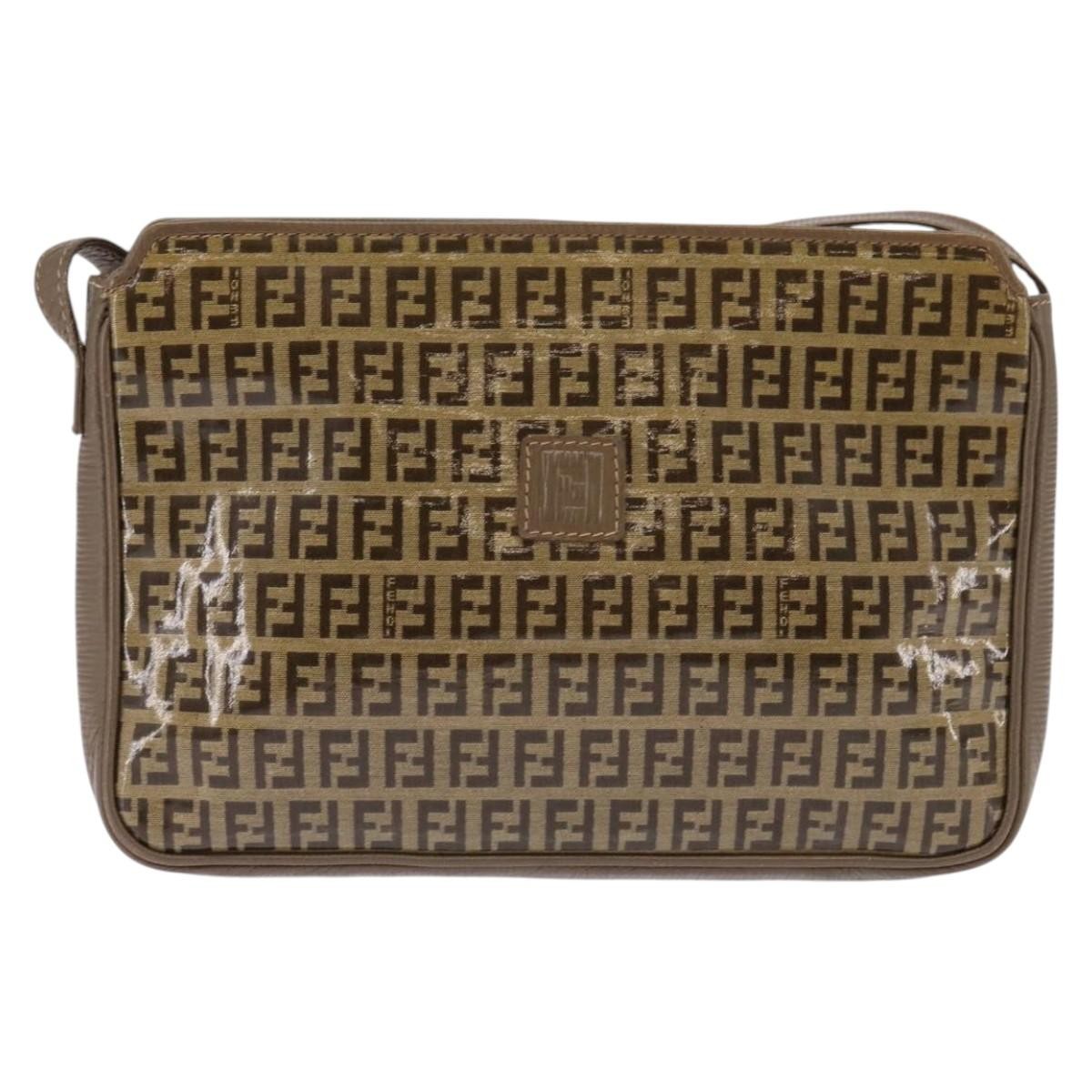 Fendi Vintage Zip Crossbody Bag Zucchino Canvas, BEIGE, CANVAS, Shoulder bag