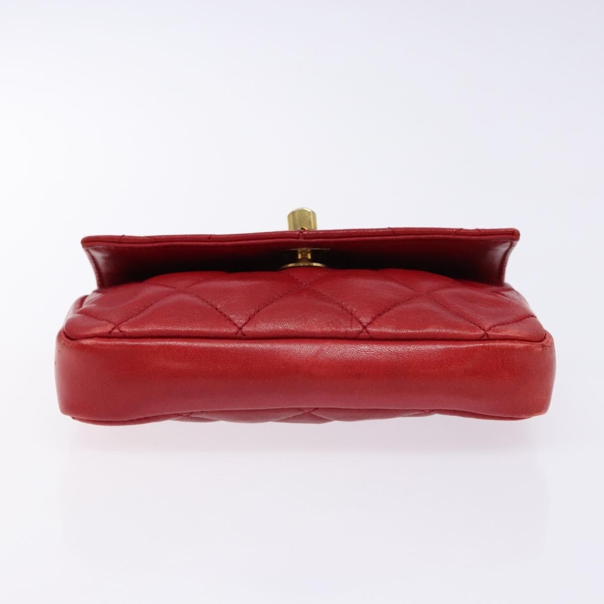 Chanel Vintage CC Flap Waist Bag Quilted Leather, RED, LEATHER, Clutche & pouche