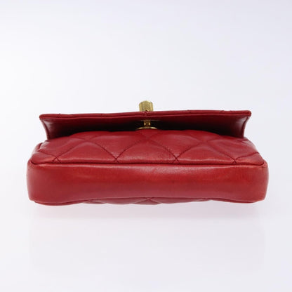 Chanel Vintage CC Flap Waist Bag Quilted Leather, RED, LEATHER, Clutche & pouche