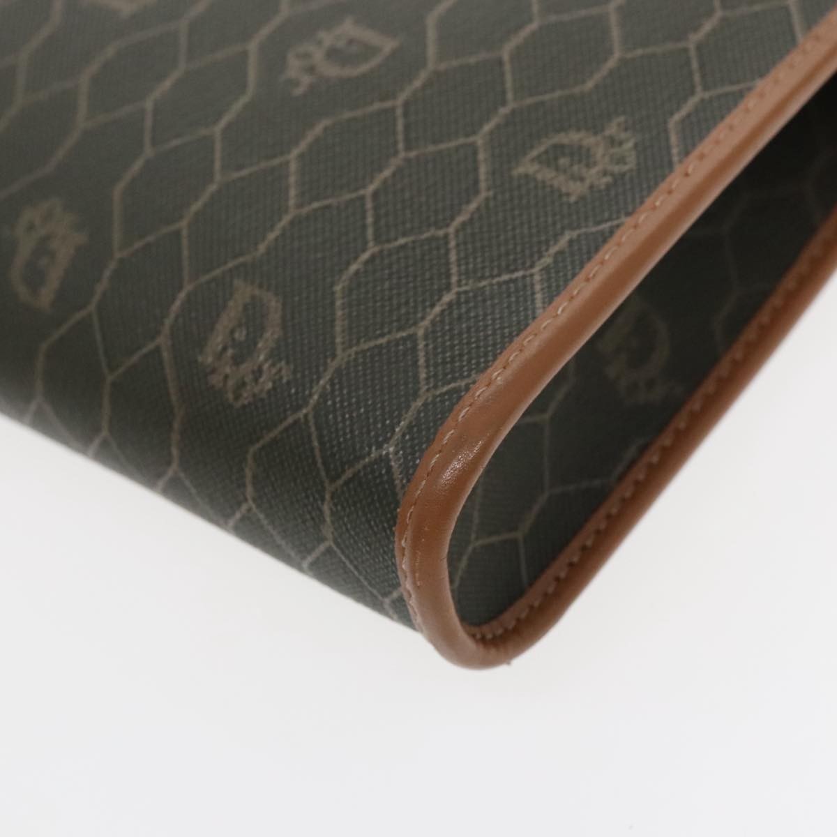 Christian Dior Vintage Honeycomb chain Canvas, KHAKI, CANVAS, Shoulder bag