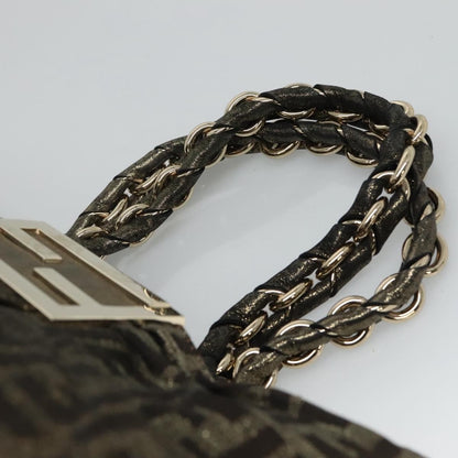 Fendi Mia Tote Metallic Zucca Canvas, BROWN, CANVAS, Tote bag