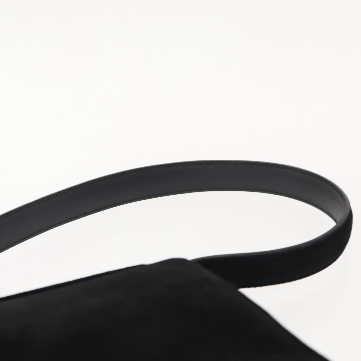 Salvatore Ferragamo Gancini Shoulder Bag Suede, BLACK, SUEDE, Shoulder bag