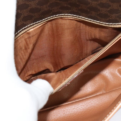 Celine Vintage Macadam Circle Logo Shoulder Bag Canvas and Leather, BROWN, CANVAS, Shoulder bag