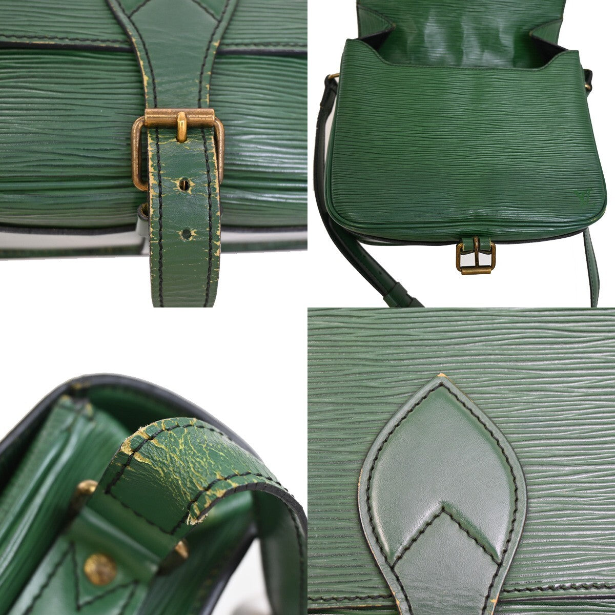 Louis Vuitton Cartouchiere Handbag Epi Leather, GREEN, LEATHER, Handbag