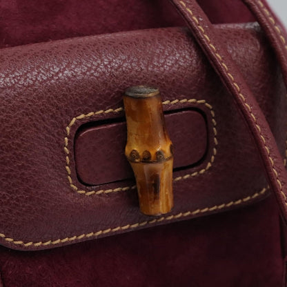 Gucci Vintage Bamboo Backpack Suede, PURPLE, SUEDE, Backpack