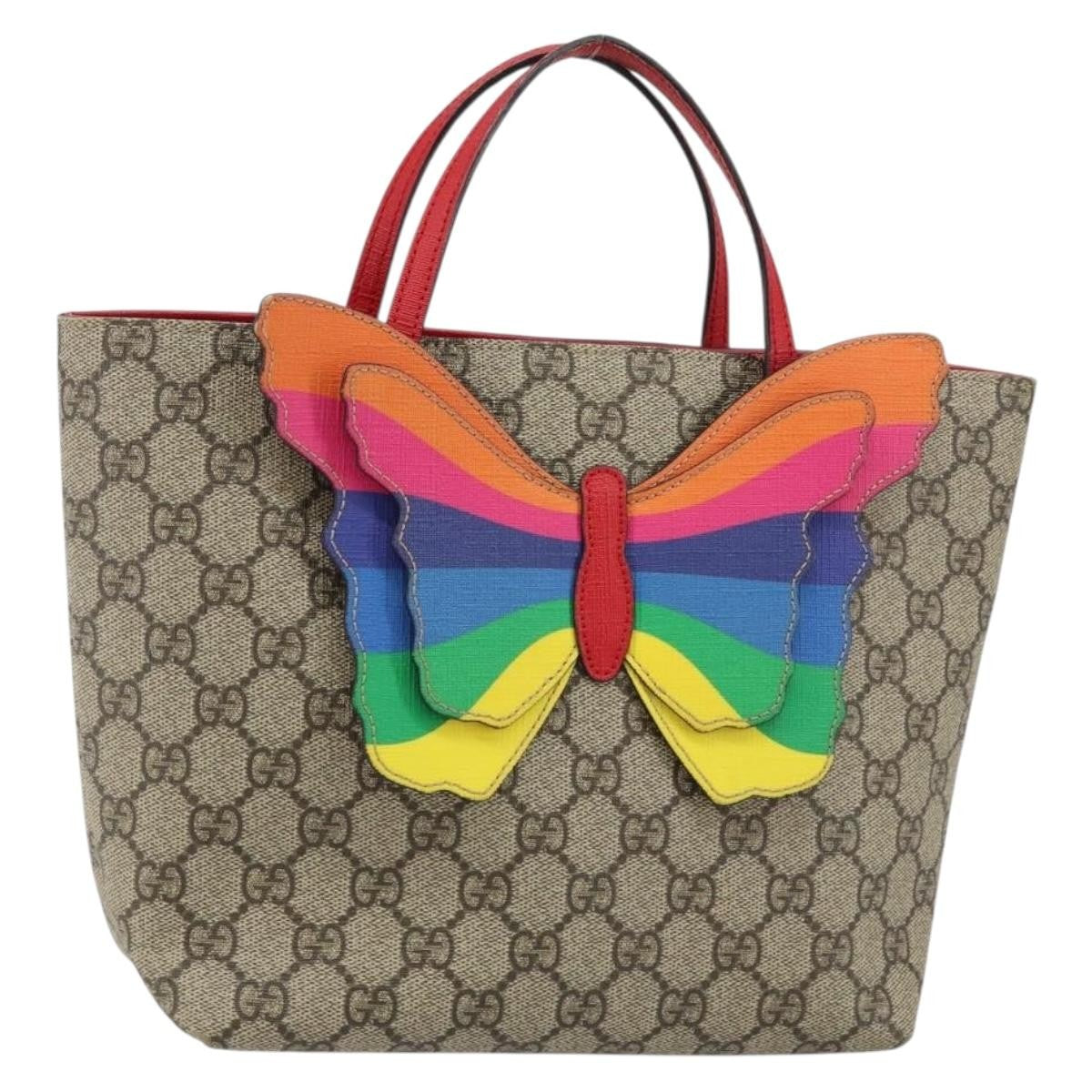 Gucci Children's tote with rainbow butterfly Canvas, BEIGE, PVC, Tote bag