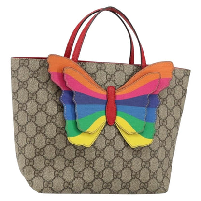 Gucci Children's tote with rainbow butterfly Canvas, BEIGE, PVC, Tote bag
