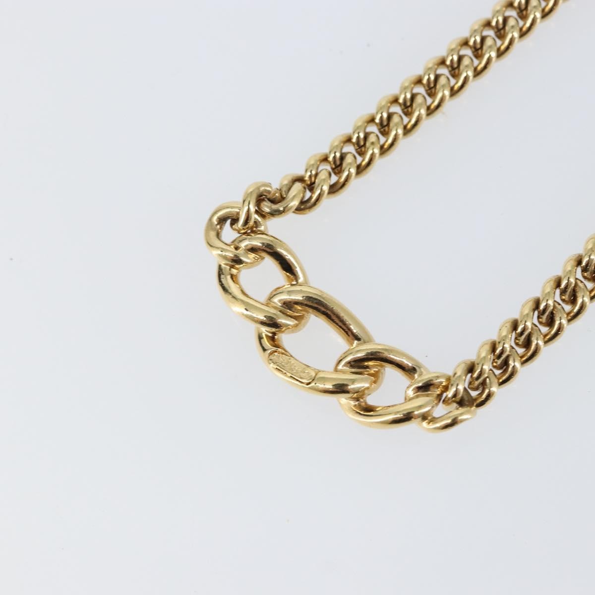 Christian Dior CD Chain Link Necklace Metal with Crystals, GOLD, METAL, Necklace