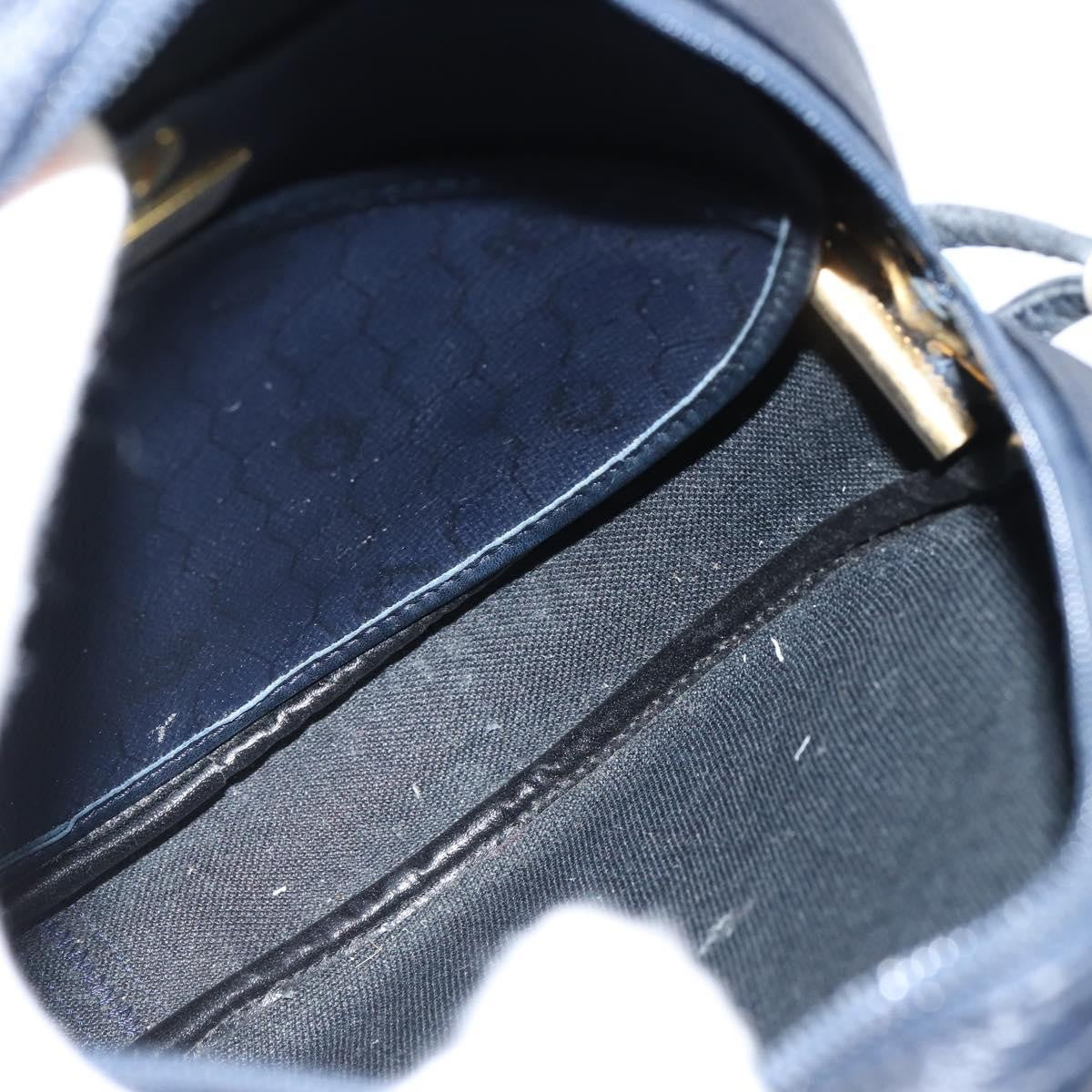 Christian Dior Vintage Honeycomb Shoulder Bag Canvas and Leather, NAVY, PVC, Shoulder bag