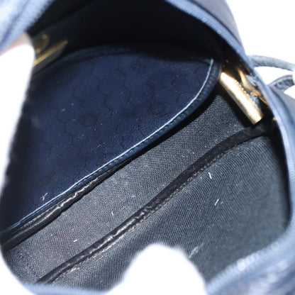 Christian Dior Vintage Honeycomb Shoulder Bag Canvas and Leather, NAVY, PVC, Shoulder bag