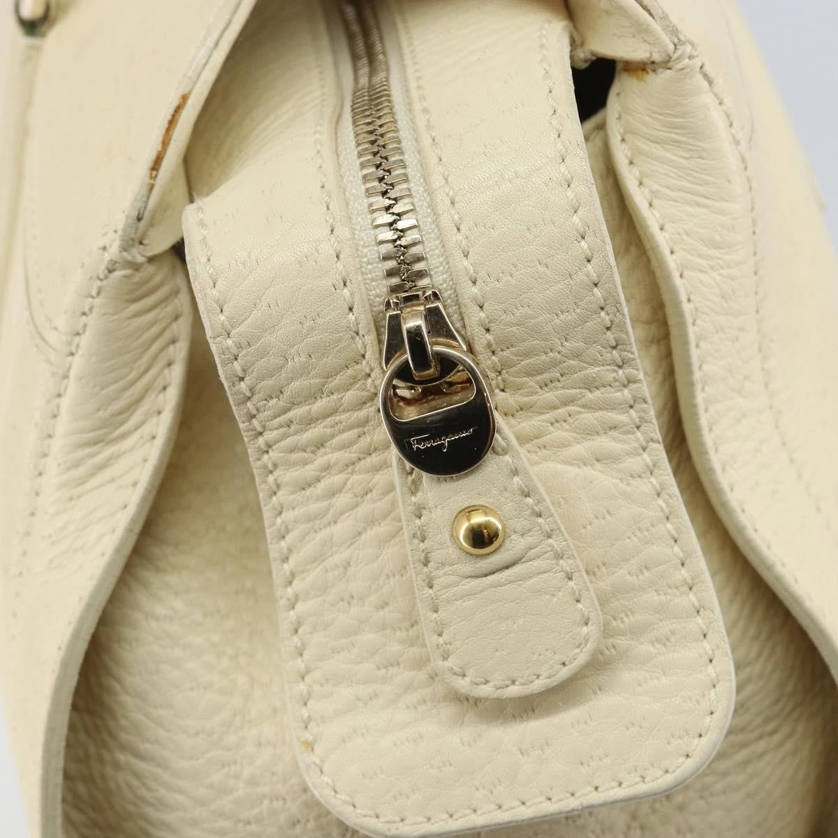 Salvatore Ferragamo Gancini Shoulder Bag Leather, BEIGE, LEATHER, Shoulder bag