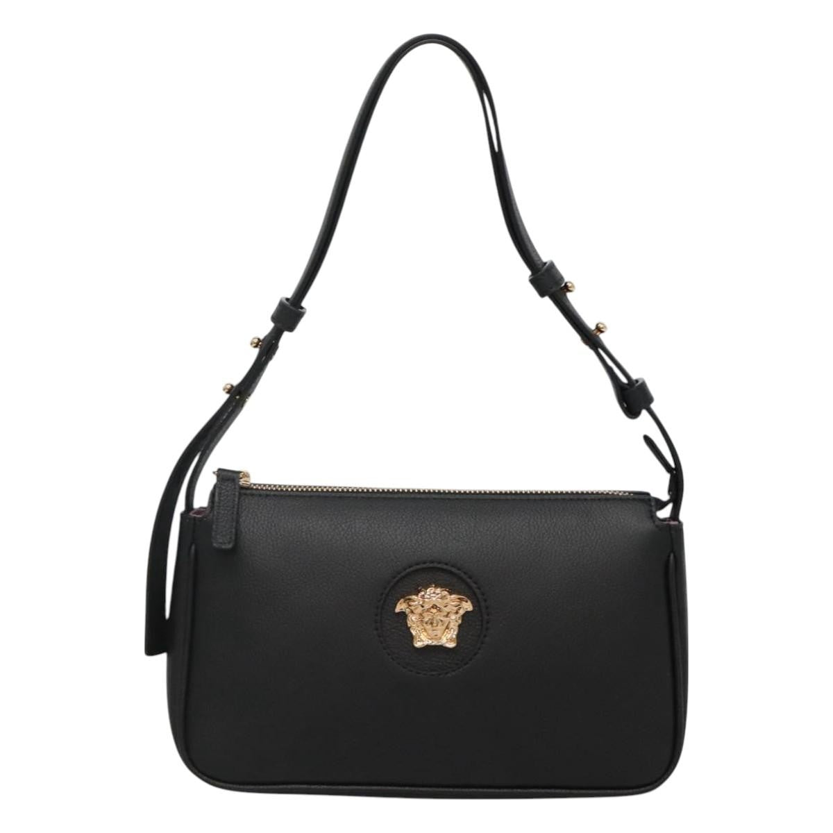 Versace Medusa Shoulder Bag Leather, BLACK, LEATHER, Shoulder bag