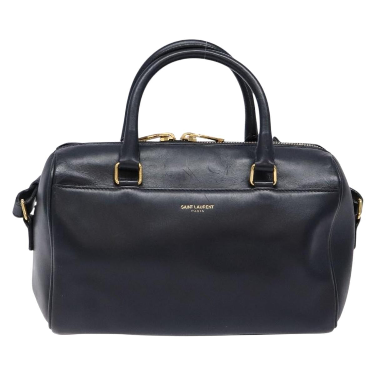 Saint Laurent Classic Baby Duffle Bag Leather, NAVY, LEATHER, Handbag