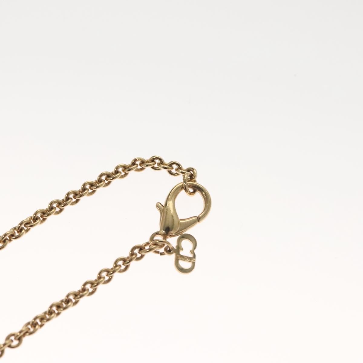 Christian Dior Logo Necklace Crystal Embellished Metal, GOLD, METAL, Necklace