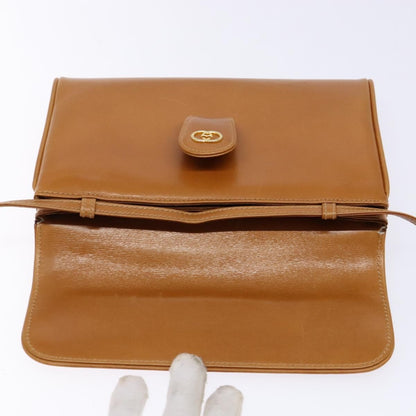 Gucci Vintage Flap Crossbody Bag Leather, BROWN, LEATHER, Shoulder bag