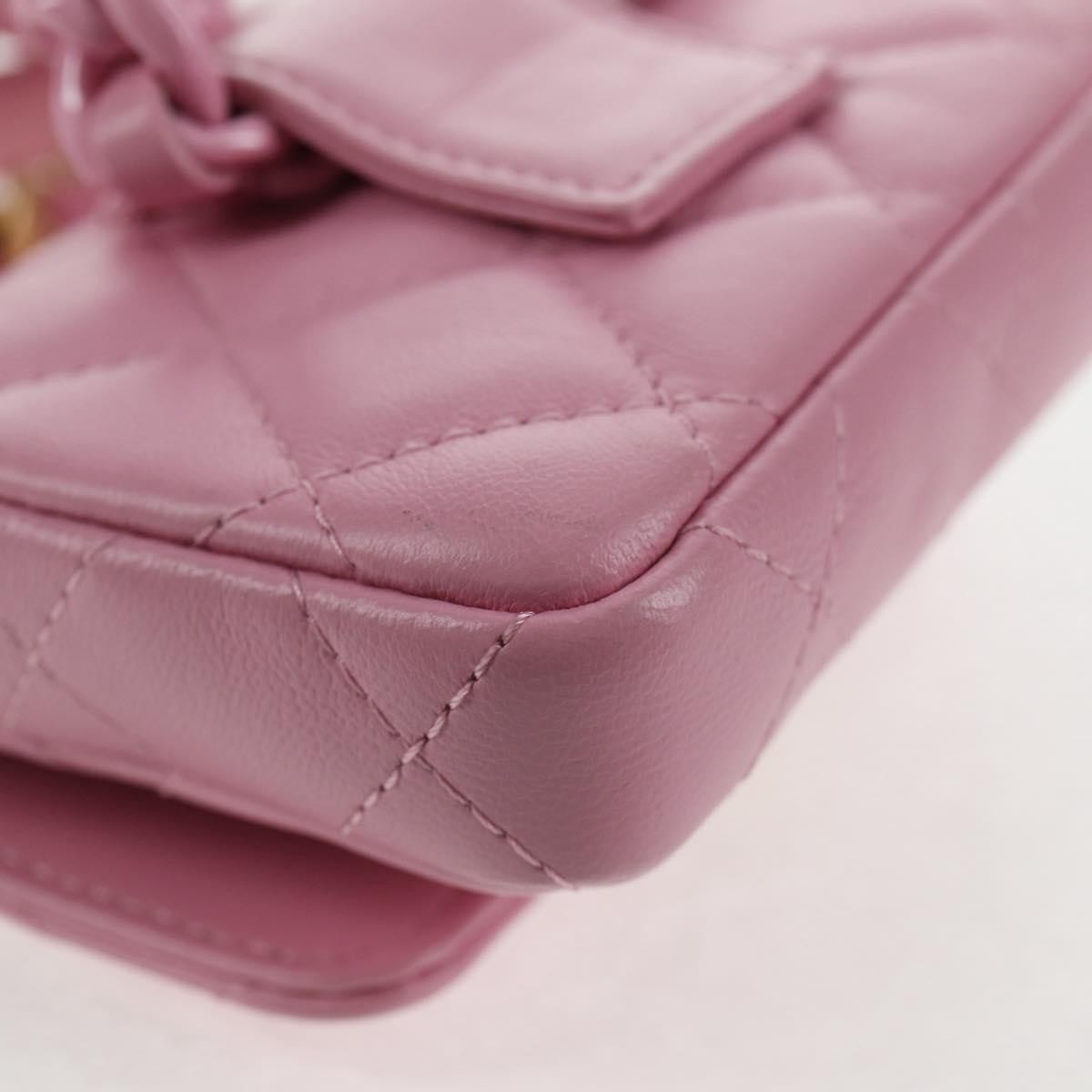 Chanel Flat CC Crossbody Bag Leather, PINK, LEATHER, Crossbody bag