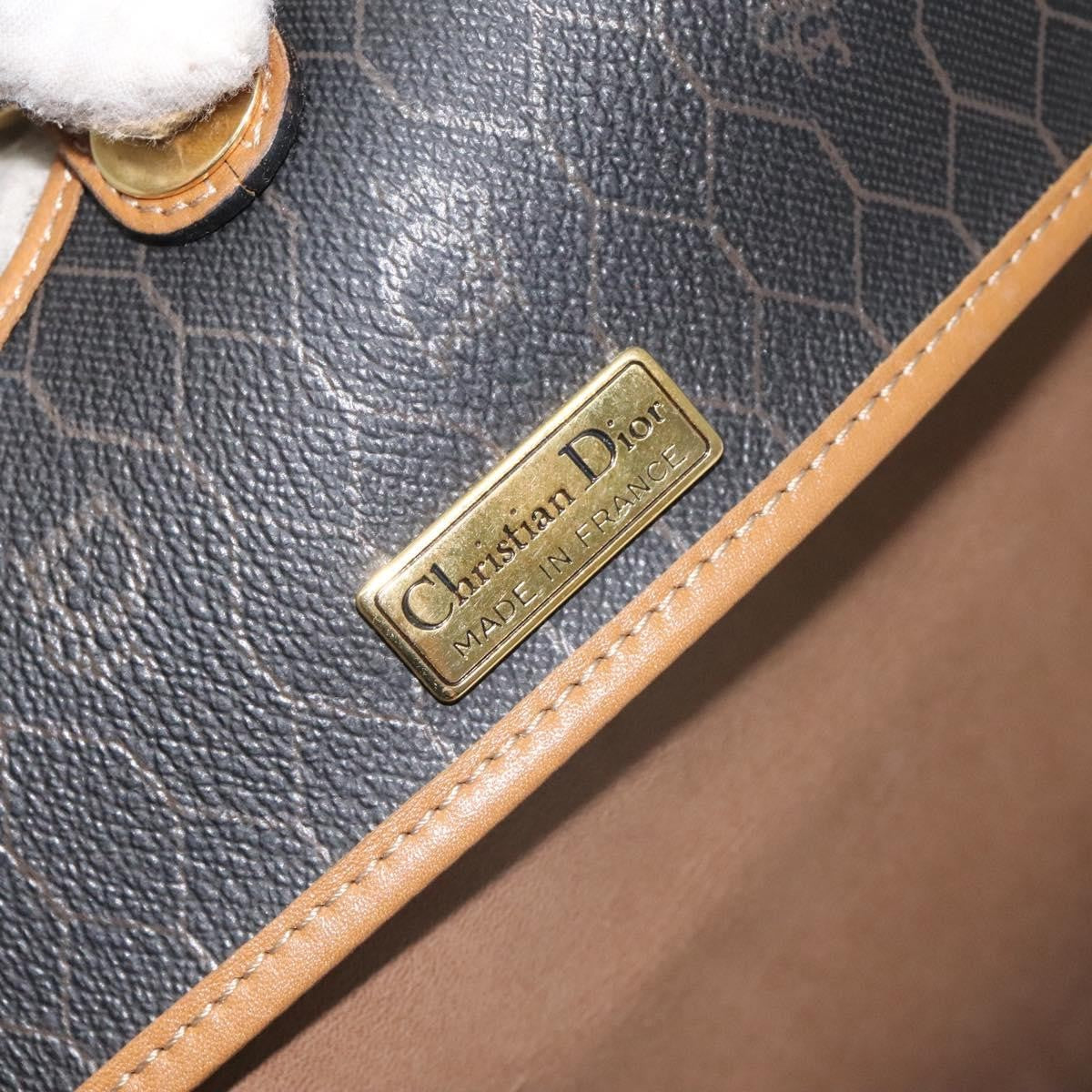 Christian Dior Vintage Honeycomb Flap Crossbody Bag Coated Canvas, BLACK, CANVAS, Crossbody bag