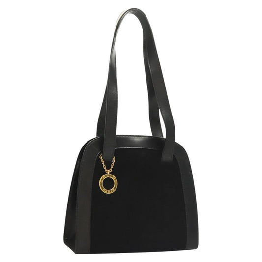 Celine Shoulder Bag Suede and leather, BLACK, SUEDE, Shoulder bag