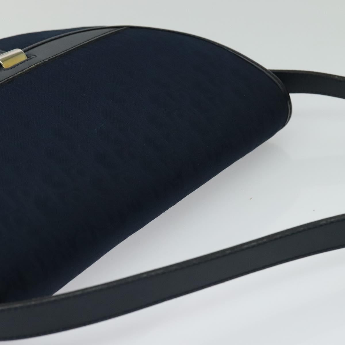 Christian Dior Vintage Trotter Shoulder Bag Canvas, NAVY, CANVAS, Shoulder bag