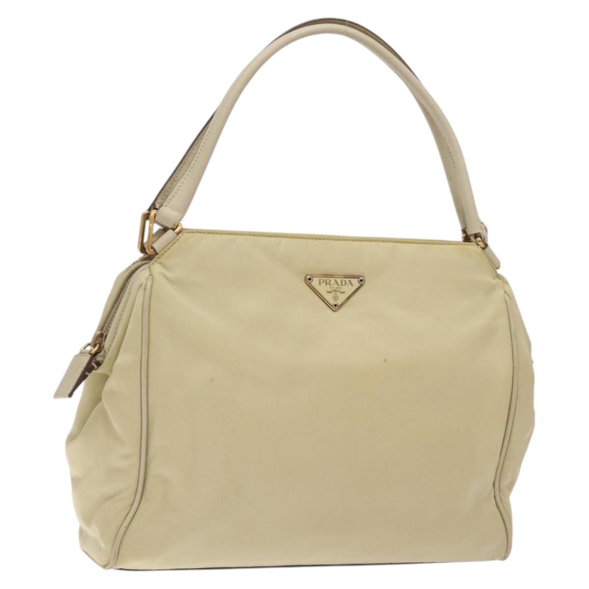 Prada Vintage Zip Handbag Tessuto, BEIGE, NYLON, Handbag