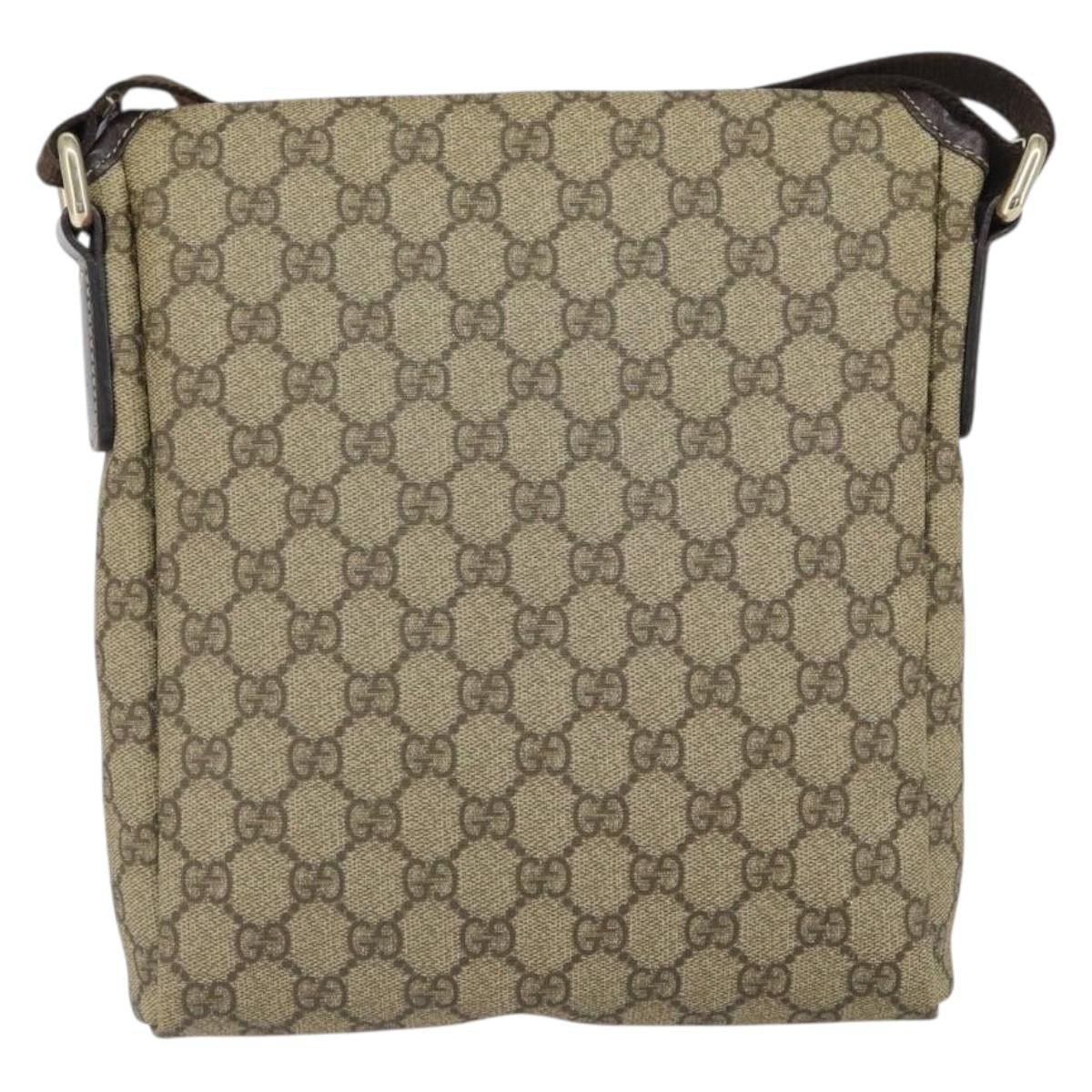 Gucci Flap Messenger GG Coated Canvas, BEIGE, PVC, Shoulder bag
