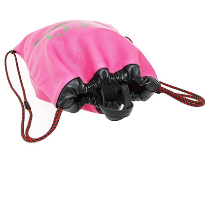 Gucci Logo Drawstring Backpack Printed Leather, PINK, LEATHER, Backpack
