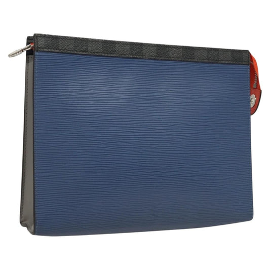 Louis Vuitton Pochette Voyage Epi Leather with Damier Graphite, BLUE, LEATHER, Clutche & pouche