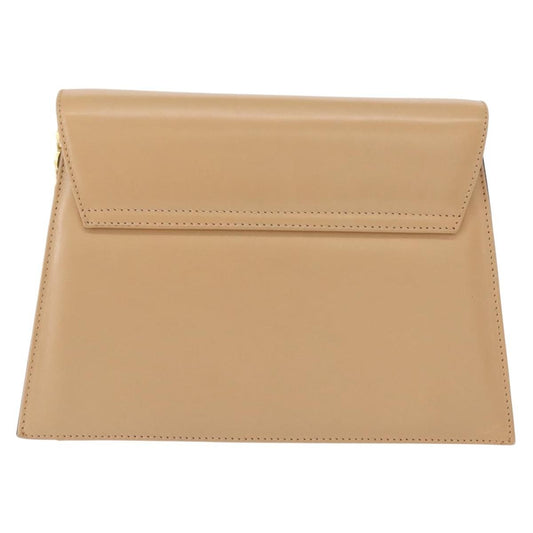 Salvatore Ferragamo Chain Flap Shoulder Bag Leather, BEIGE, LEATHER, Shoulder bag