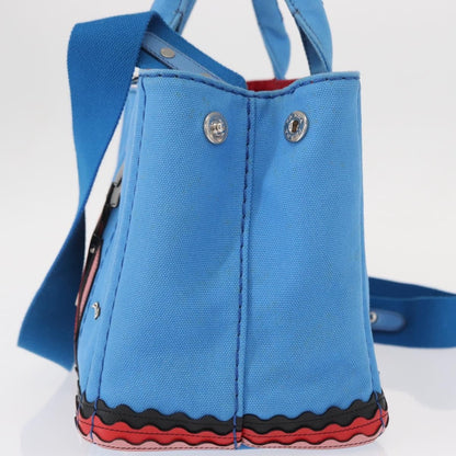 Prada Canapa Convertible Tote Canvas with Applique, BLUE, CANVAS, Tote bag