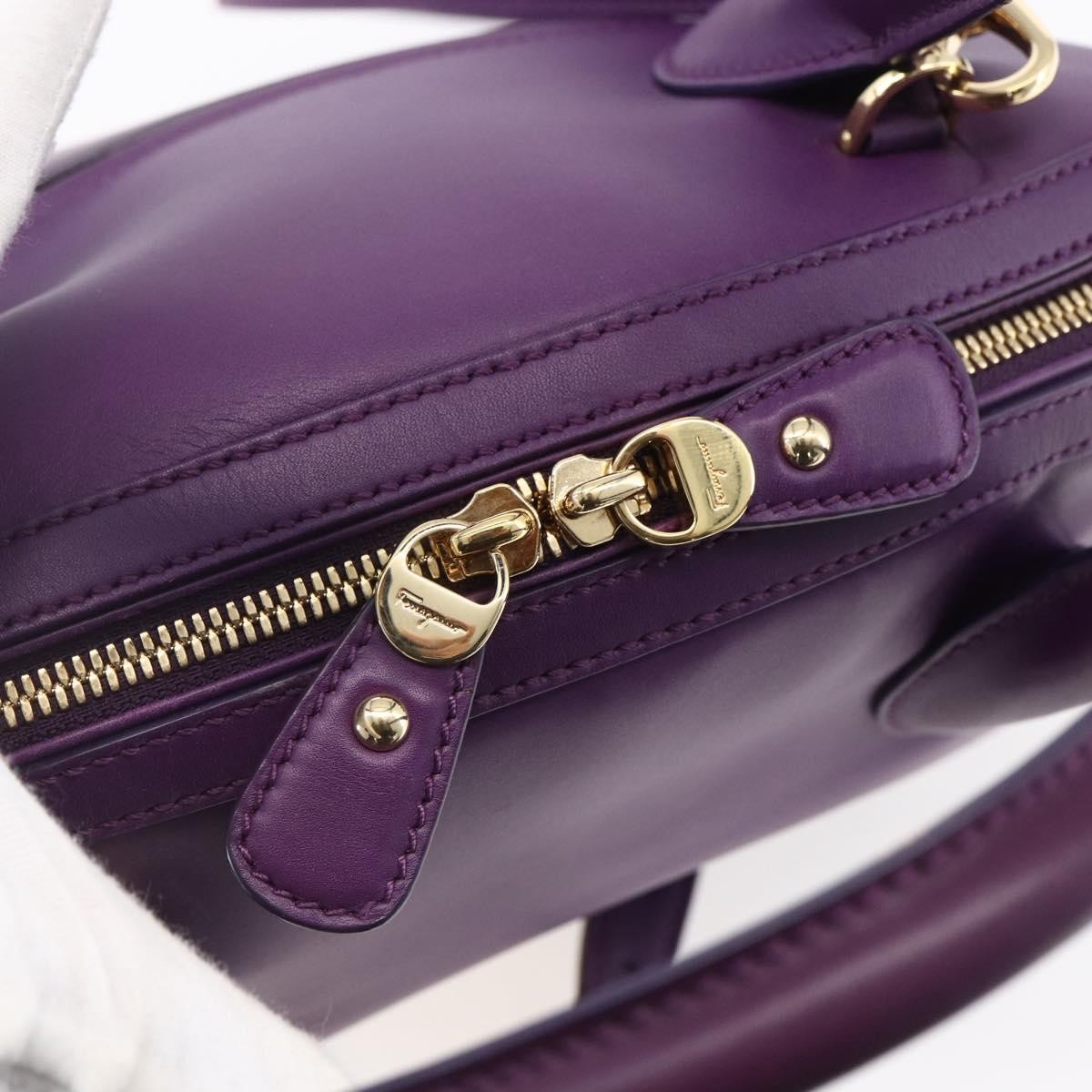 Salvatore Ferragamo Vintage Fiamma Satchel Leather, PURPLE, LEATHER, Handbag