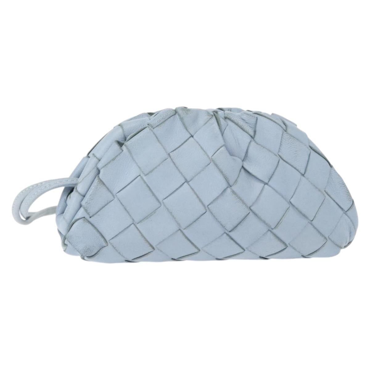Bottega Veneta The Pouch Intrecciato Nappa, BLUE, LEATHER, Clutche & pouche