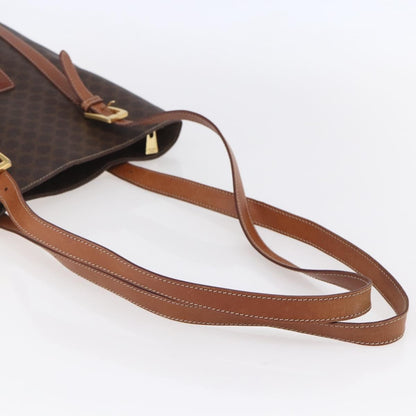 Celine Vintage Macadam Tote bag Canvas and Leather, BROWN, PVC, Tote bag