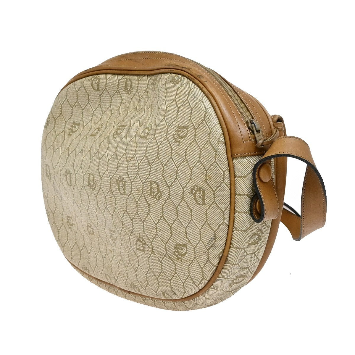 Christian Dior Vintage Honeycomb Flap Crossbody Bag Coated Canvas, BROWN, CANVAS, Crossbody bag