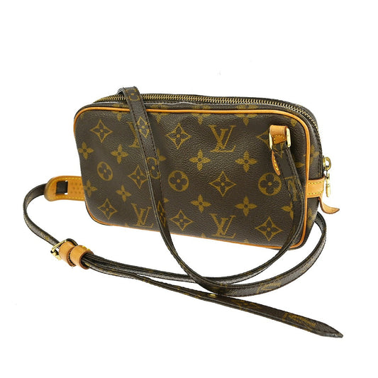 Louis Vuitton Pochette Marly Bandouliere Bag Monogram Canvas, BROWN, CANVAS, Clutche & pouche