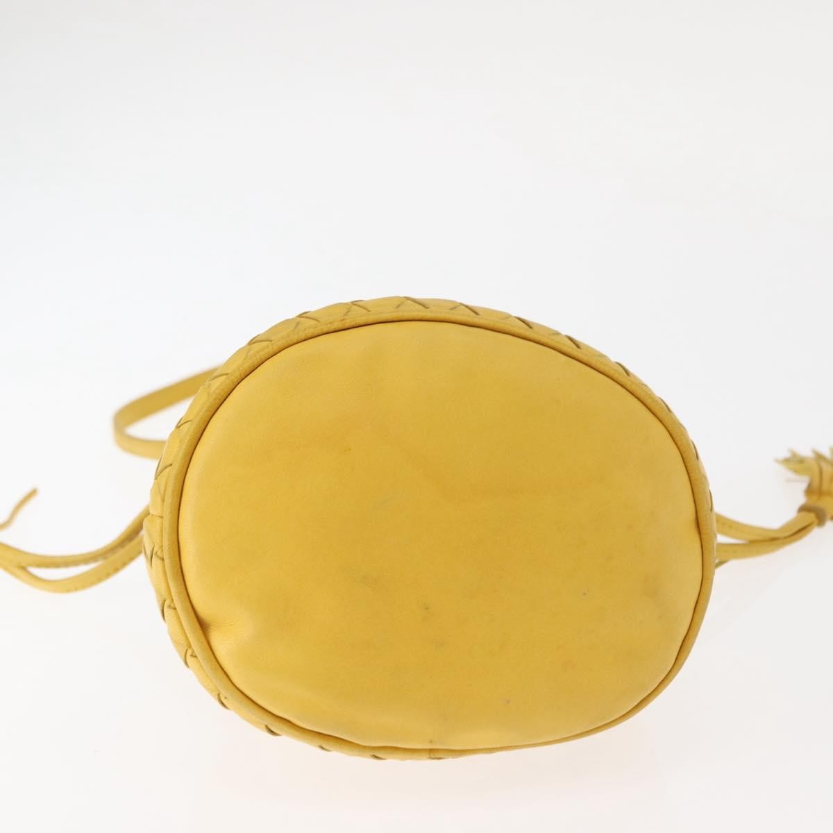 Bottega Veneta Drawstring Bucket Bag Leather and Intrecciato Nappa, YELLOW, LEATHER, Shoulder bag