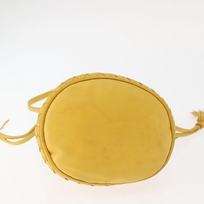 Bottega Veneta Drawstring Bucket Bag Leather and Intrecciato Nappa, YELLOW, LEATHER, Shoulder bag