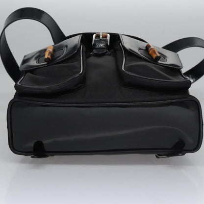 Gucci Vintage Bamboo Backpack Patent, BLACK, PATENT_LEATHER, Backpack